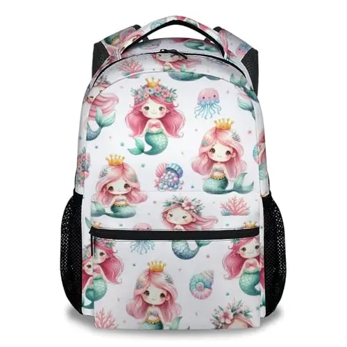 UNIKITTY Mermaid-themed kids backpack with water-resistant material and multiple compartments