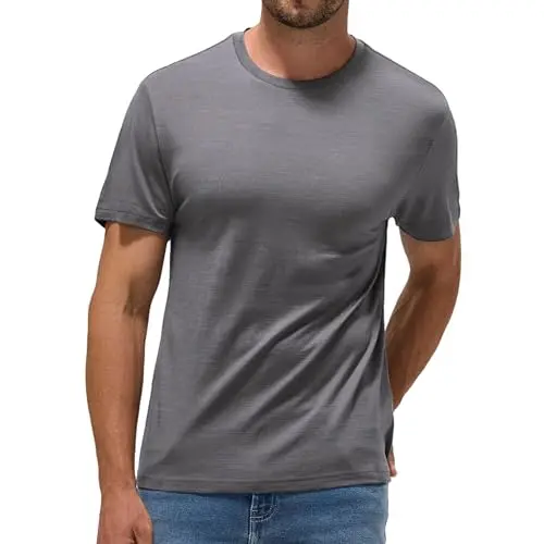 Travel Essentials men's merino wool t-shirt with hidden pocket in grey