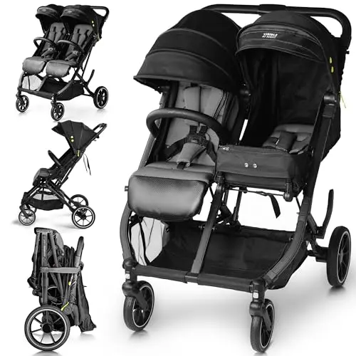 BabyCruiser compact side-by-side double stroller with all-terrain wheels