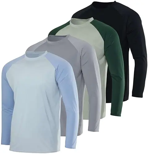 Real Essentials 4-pack standard rashguard for boys with long sleeves and UV 50+ protection