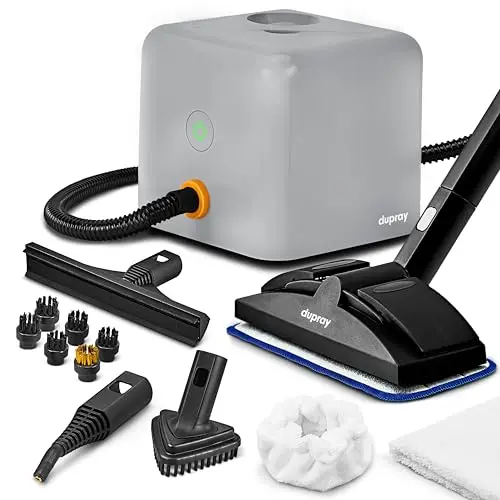 Dupray Neat Plus Steam Cleaner with 17-piece accessory kit for deep cleaning tile and grout