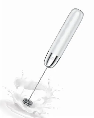 Maestri House LunaFro Mini compact rechargeable milk frother in white and silver