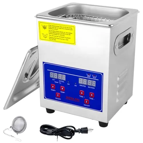 Compact 2 liter heated ultrasonic cleaner for small parts