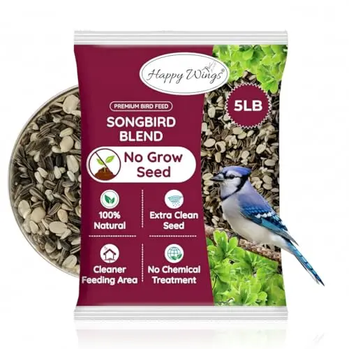 Happy Wings no grow bird seed mix with sunflower, safflower, and peanuts