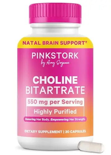 Pink Stork Choline Supplement bottle for pregnant women