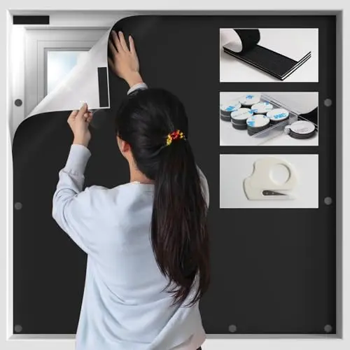 BKSAI magnetic blackout window cover installed on a nursery window frame