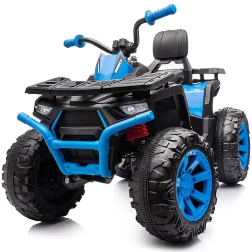 Hikiddo 24V two-seater kids electric four wheeler in blue