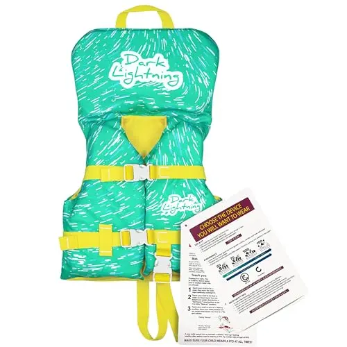 Dark Lightning Coast Guard approved infant life vest with headrest and grab handle