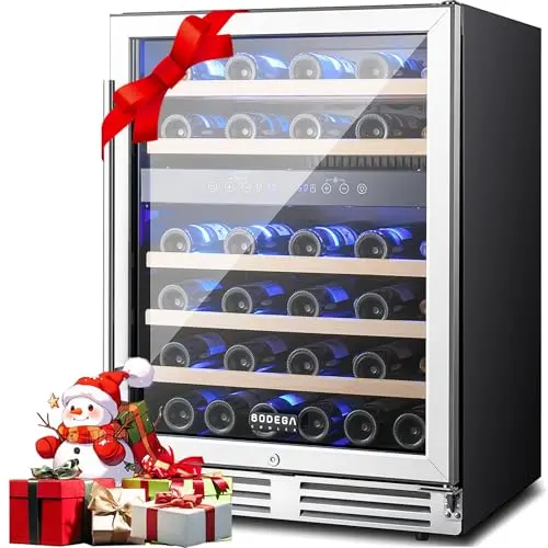 BODEGA 24 inch silver dual zone wine fridge for 46 bottles