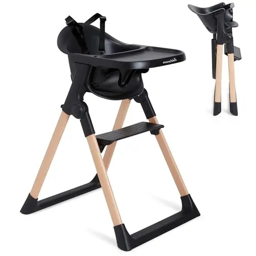 Munchkin Float high chair with wooden legs in black