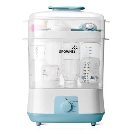 Grownsy Adjustable 4 in 1 large bottle sterilizer and dryer in blue
