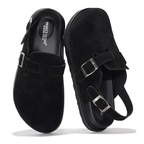 Project Cloud Cassey clogs with a backstrap and cork footbed