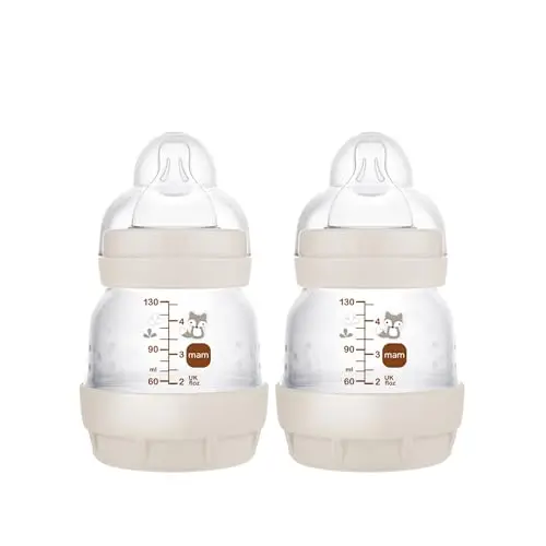 MAM Easy Start Anti-Colic baby bottle with extra slow flow nipple and self-sterilizing base