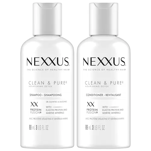 Nexxus Clean & Pure Travel Size Shampoo and Conditioner bottles