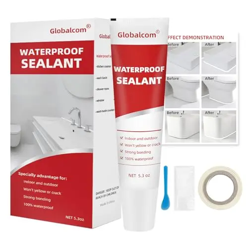 Globalcom Advanced Silicone Caulk in white, 5.3 oz tube