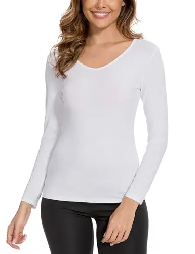 GYS women's V-neck slim fit long sleeve top in white