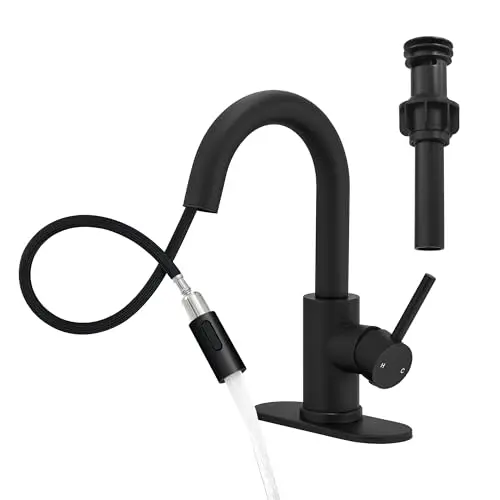 JOOM JU024B01 black bathroom sink faucet with pull-out sprayer