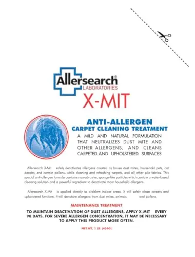 Allersearch X-Mit Anti-Allergen Carpet Cleaning Powder bag