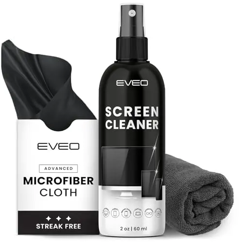 EVEO 2oz Screen Cleaner Spray bottle with two microfiber cloths