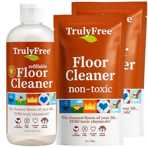 Truly Free Floor Cleaner Kit with bottle and refill pouches