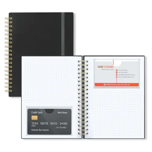 OneSky black cardboard business card organizer with large notes area