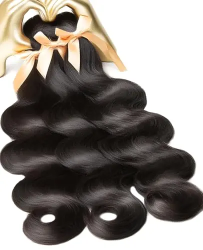 MLIP Raw Indian Human Hair Body Wave 3 Bundles in 16-inch natural color