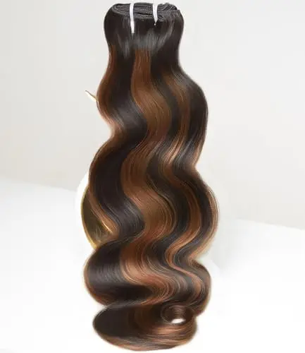 MLIP Raw Indian Human Hair Body Wave Single Bundle in 24-inch brown highlight color