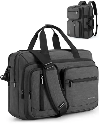 BAGSMART black convertible bag shown as a backpack and a shoulder bag