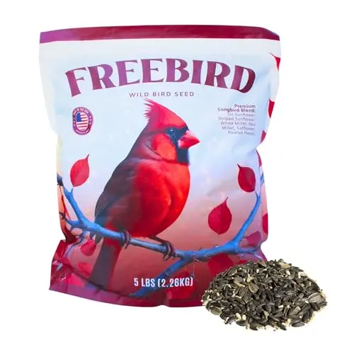 Freebird premium songbird blend wild bird seed in a resealable bag