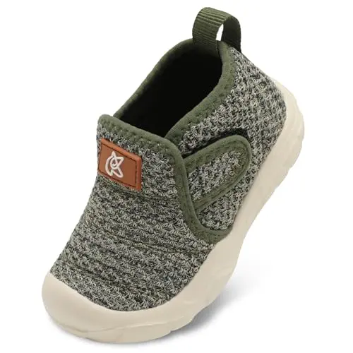QFH army green toddler barefoot shoes with wide toe box