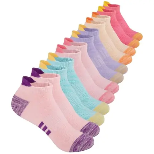 Comfoex girls ankle socks with arch support in assorted colors