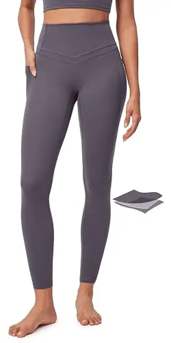 IUGA Compression Leggings in Iron Gray, showing high waist and side pockets