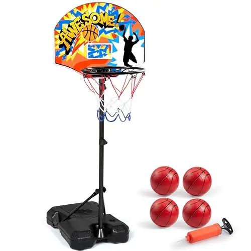 JOYIN Indoor Kids Basketball Hoop with stand, adjustable from 2.6 to 6.2 feet