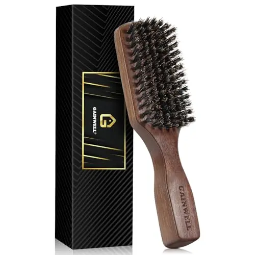 GAINWELL Wild Boar Bristle Hair Brush with black walnut handle