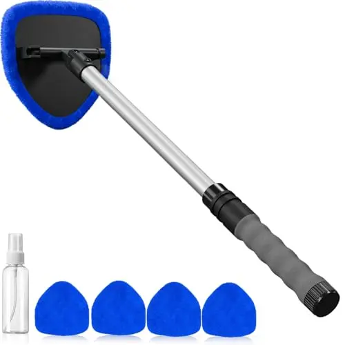 desin windshield cleaning tool with aluminum handle and microfiber pads