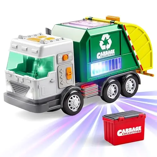 LED light-up garbage truck toy with automatic movement