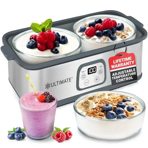 Ultimate Probiotic Yogurt Maker with two large glass containers