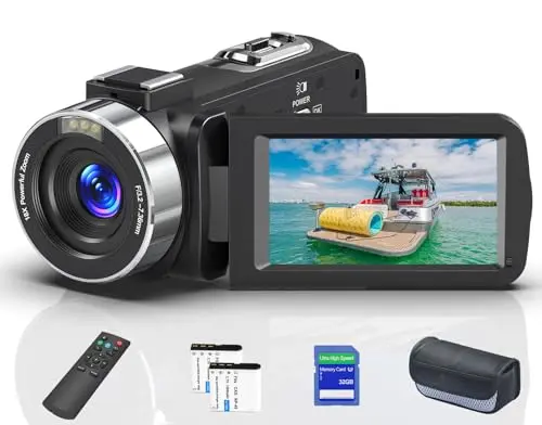 CARLHIP 8K camcorder with flip screen and remote control