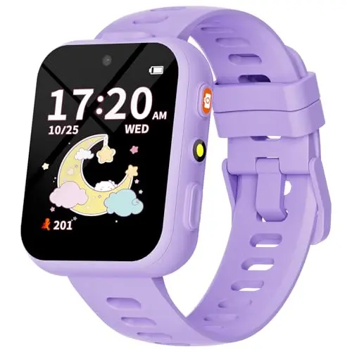 BIGGERFIVE lilac smart watch for kids with dual cameras