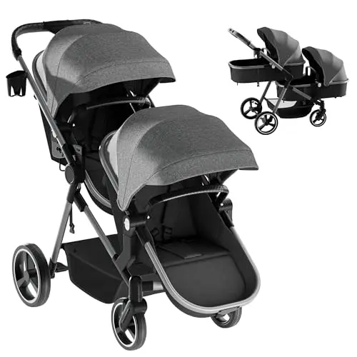 MU double tandem stroller in Gray color