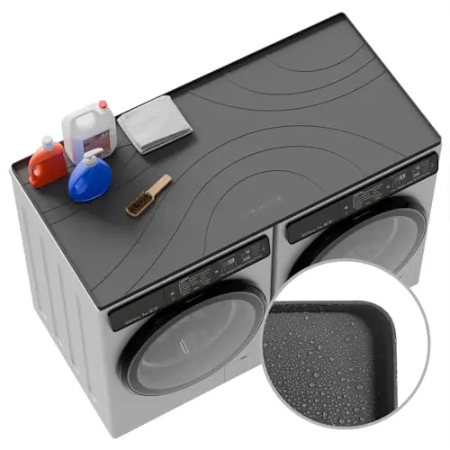 EWX Washer and Dryer Top Cover in gray on top of appliances