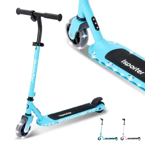 Aero iSporter blue kids electric scooter with LED lights
