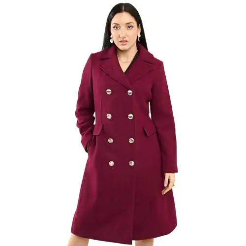 Vince Camuto women's double-breasted wool jacket with removable faux fur collar