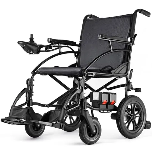Zurcheel grey foldable electric wheelchair with wide seat