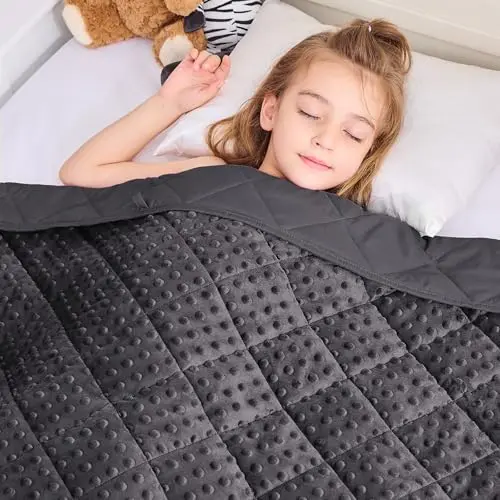 YESCOOL dual-sided minky plush weighted blanket for kids in charcoal