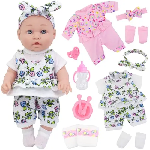 Ecore Fun 12 inch baby doll with multiple clothes and care accessories