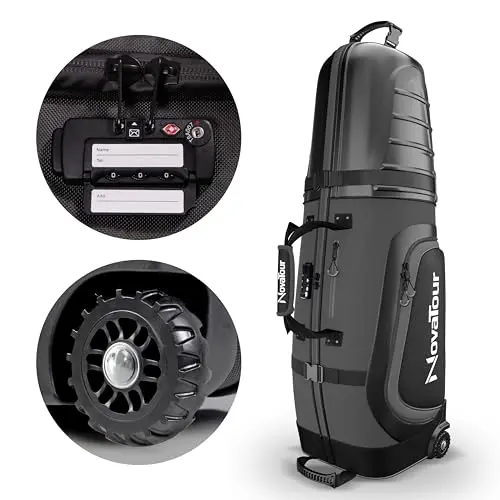 NovaTour titanium grey golf travel bag with a hard ABS top and TSA lock