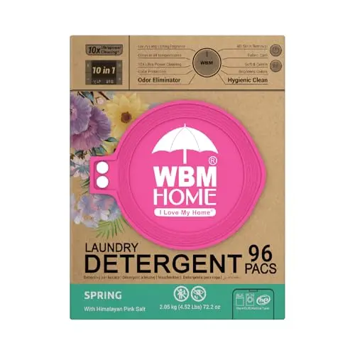 WBM spring-scented laundry pods in eco-friendly packaging