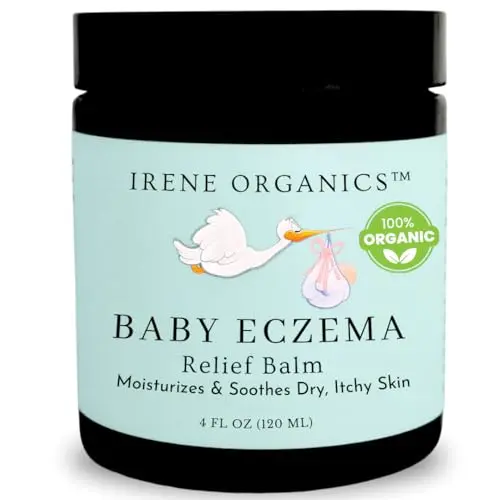 Irene Organics Baby Eczema Relief Balm in a glass jar