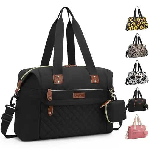 Pritent Black Diaper Bag Tote with Stroller Clips